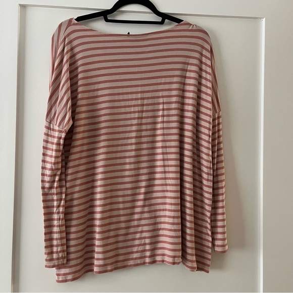 Hatch Maternity Women's Long Sleeve Striped Top in Pink and White - Picture 5 of 5